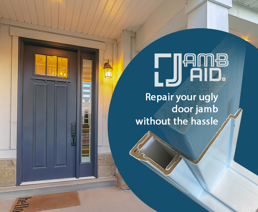 JambAid Ad showing a better door door frame with jambaid